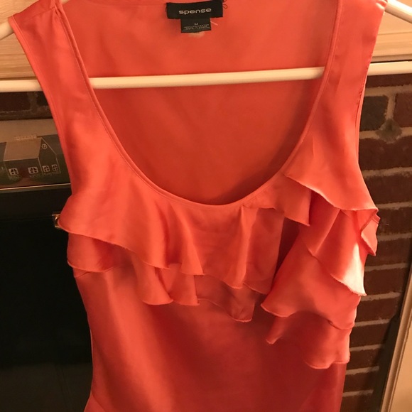 Silk blouse pink salmon color - Picture 1 of 3